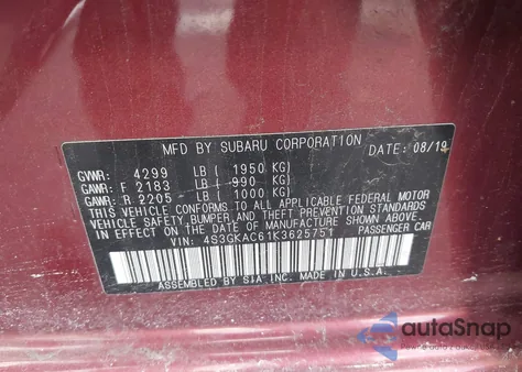 2019 Subaru Impreza 2.0I Premium из США, поврежденный, VIN 4S3GKAC61K3625751